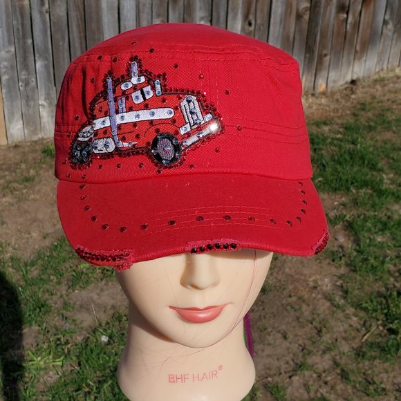 Ladies Red BLING Hat NEW - Picture 2 of 4